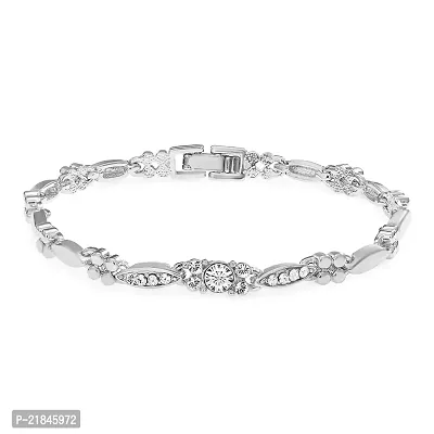 Mahi Rhodium Plated Beautiful Bracelet with White Crystal for Women (BR1100227R)