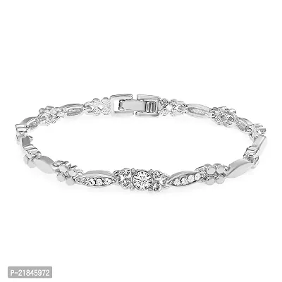 Mahi Rhodium Plated Beautiful Bracelet with White Crystal for Women (BR1100227R)-thumb0