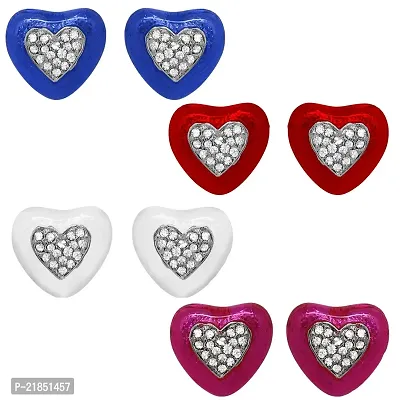 Mahi Rhodium Plated Romantic Heart Stud Earrings with Crystal (CO1104674R)