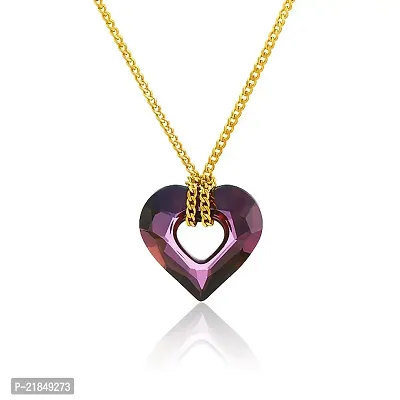 Valentine Gift - Mahi with Swarovski Crystals Pink Maroon Gold Plated 'Miss U' Valentine Lilac Shadow Pendant PS1104206G