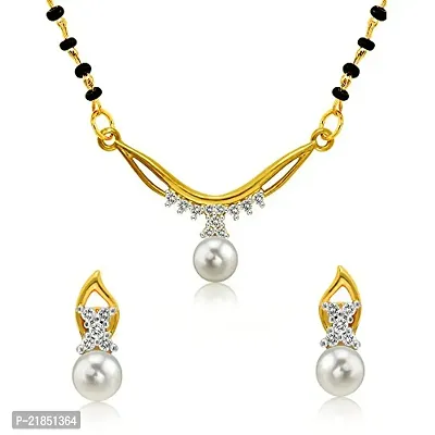 Oviya Gold Plated Princess Single Chain Mangalsutra Set with CZ  Pearl for Women NL7202000G