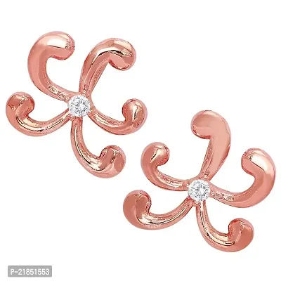 Mahi CZ Curvy Star Rose Gold Plated Earrings for Women ER1193672Z