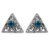 Mahi with Swarovski Elements Light Blue Triangle Beauty Rhodium Plated Pendant Set for Women NL1104143RLBlu-thumb2