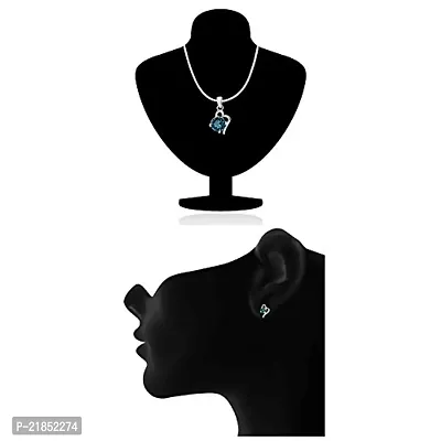 Mahi with Swarovski Elements Light Blue Victorian Heart Rhodium Plated Pendant Set for Women NL1104141RLBlu-thumb4