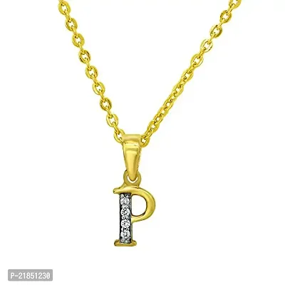 Mahi CZ P Letter Gold Plated Pendant for Women PS1100166G-thumb0