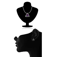 Mahi with Swarovski Elements Purple Triangle Beauty Rhodium Plated Pendant Set for Women NL1104143RPur-thumb3
