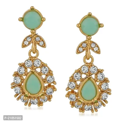 Mahi Gold Plated Stylish Green Crystals Dangler Earrings for Girls and Women ER1109551G
