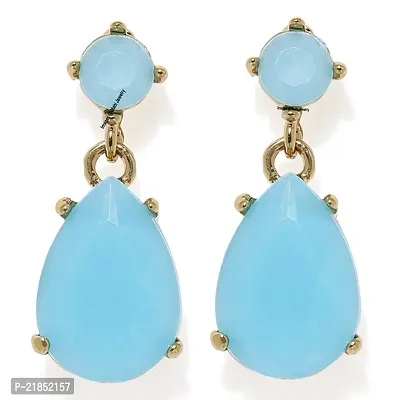 Mahi Gold Plated Gleaming mint blue Cubic Zirconia dangler earrings for girls and women ER1109550G