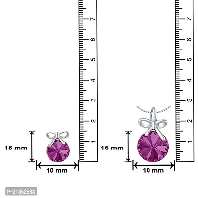 Mahi Fushia Purple Swarovski Crystals Bow Pendant Set for Women and Girls NL1104080RCFus-thumb3