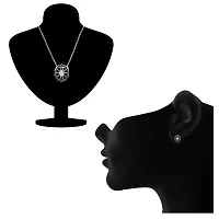 Mahi Cubic Zirconia Black Floral Rhodium Plated Pendant Set for Women NL1103669RBla-thumb1