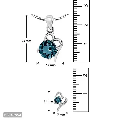 Mahi with Swarovski Elements Light Blue Victorian Heart Rhodium Plated Pendant Set for Women NL1104141RLBlu-thumb5