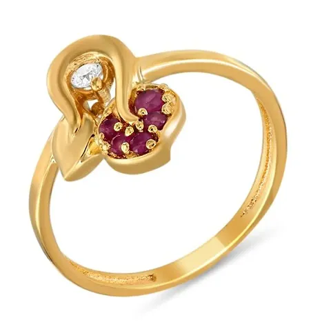 Mahi Ruby & CZ 24K Gold Plated Fashion Finger Ring for Women FR1100307G