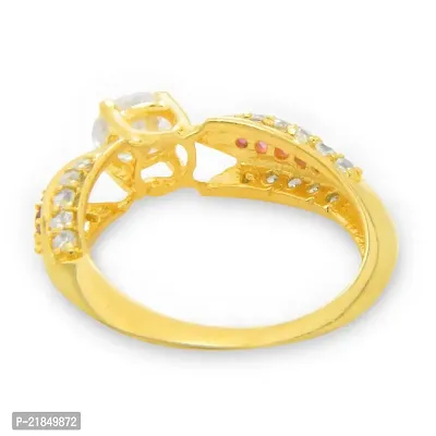 Mahi Gold Plated Criss-Cross Ruby Finger Ring for Women FR1100644G-thumb3