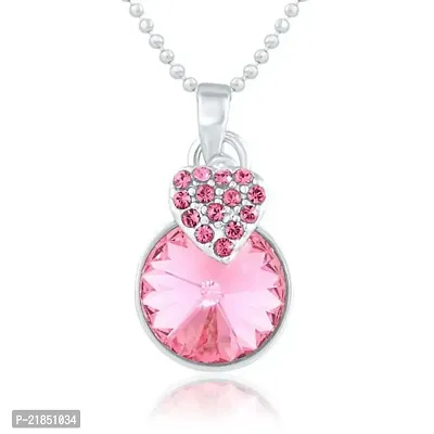 Mahi Rhodium Plated Pink Strawberry Pendant Made with Swarovski Elements for Women PS1194089RCPin