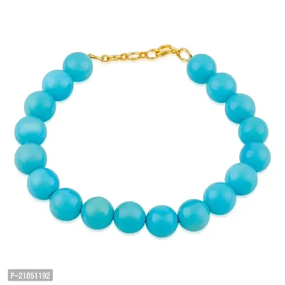 Oviya Gold Plated Exclusive Blue Beads Adjustable Bracelet for women BR2100333GBlu