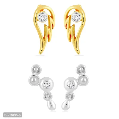 Mahi Combo of two pairs of Stud Earrings with Crystals for Women CO1104219M