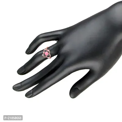 Mahi CZ Pink Flower Rose Gold Plated Finger Ring for Women FR1193668ZPin14-thumb2