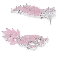 Mahi Rhodium Plated Exquisite Mint Pink Crystals Dangler Earrings for Girls and Women (ER1109539R)-thumb2