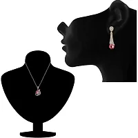 Mahi Combo of Mesmerising Pink Love Pendant and Drop Earrings with Crystal Stones CO1104648M-thumb1