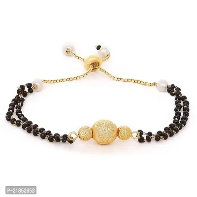 Mahi Dual Chain Round Balls Mangalsutra Bracelet with Beads for Women (BR1100807G)