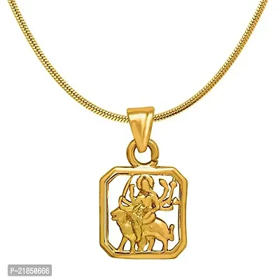 Mahi Exa Collection Durga Gold Plated Religious God Pendant with Chain for Men  Women PS6012015G