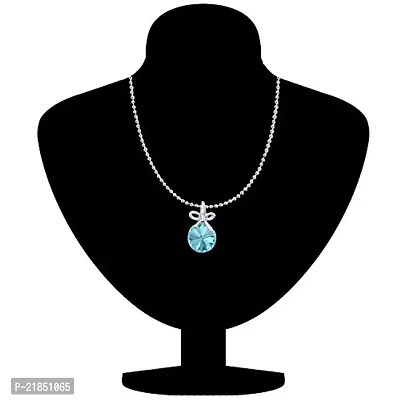 Mahi Aqua Blue Swarovski Crystals Bow Pendant for Women and Girls PS1194080RABlu-thumb2