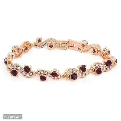 Mahi Rosegold Plated Purple Crystals Cuff  Kada Bracelet for Women (BR1100806ZPur)