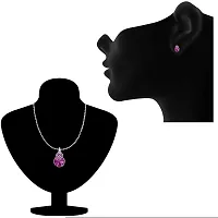 Mahi Rhodium Plated Heart Pendant Set with Fushia Purple Swarovski Crystals for Women NL1104089RFus-thumb1