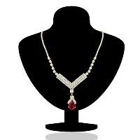 Oviya Gold plated White  Red Crystal Necklace with Earrings For Women NL2103113G-thumb4