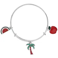 Mahi Coconut Tree, Watermelon  Apple Shaped Enamel Work Charm Bracelet with Rhodium Plated for Girls (BRK1100899R)-thumb3