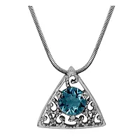 Mahi with Swarovski Elements Light Blue Triangle Beauty Rhodium Plated Pendant Set for Women NL1104143RLBlu-thumb1