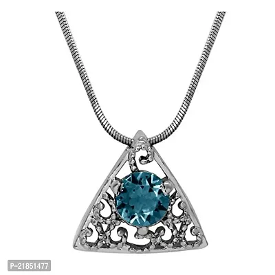 Mahi with Swarovski Elements Light Blue Triangle Beauty Rhodium Plated Pendant Set for Women NL1104143RLBlu-thumb2