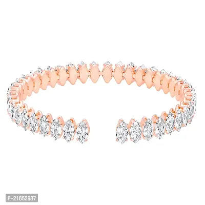 Mahi Rose Gold Plated Adjustable Bracelet with Cubic Zirconia Stone for Women (BR1101004ZWhi)