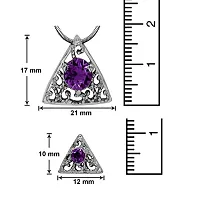Mahi with Swarovski Elements Purple Triangle Beauty Rhodium Plated Pendant Set for Women NL1104143RPur-thumb4