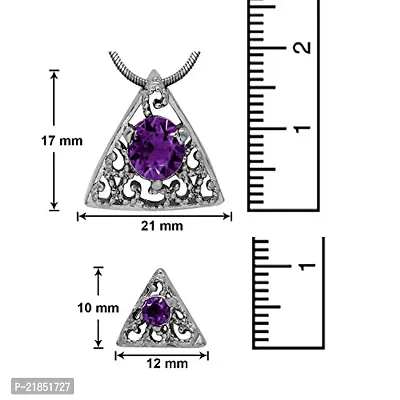 Mahi with Swarovski Elements Purple Triangle Beauty Rhodium Plated Pendant Set for Women NL1104143RPur-thumb5