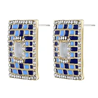 Mahi Squarish Dangler Earrings with Crystals and Blue Meenakari Enamel for Women (ER11098145GBlu)-thumb3