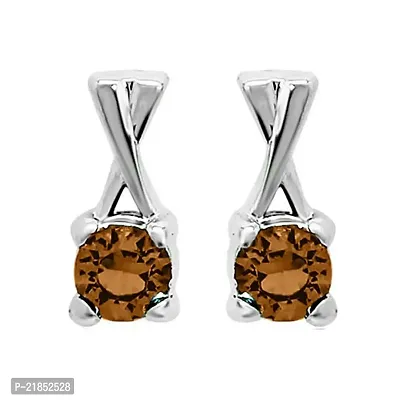 Mahi with Swarovski Elements Brown Elegant Cross Rhodium Plated Earring for Women ER1194140RBro