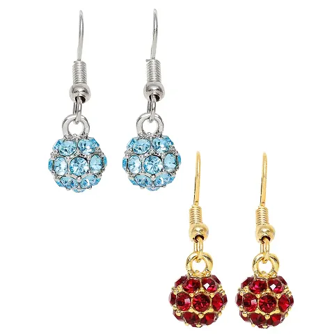Mahi Combo of Royal Sparklers Crystals Ball Earrings for Women (PACO1105261PR)