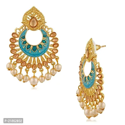 Mahi Meenakari Work Traditional Dangle Drop Earrings with Artificial Bead and Crystals for Women (ER1109702G)-thumb3