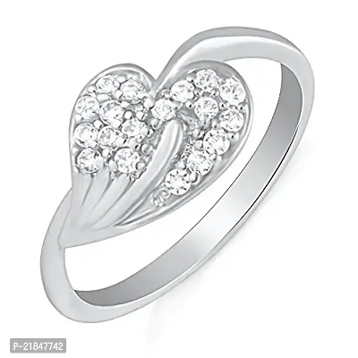 Mahi Rhodium Plated Yearning Love Finger Ring with CZ for Women FR1100622R12
