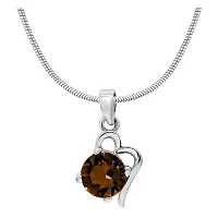 Mahi with Swarovski Elements Brown Victorian Heart Rhodium Plated Pendant Set for Women NL1104141RBro-thumb1