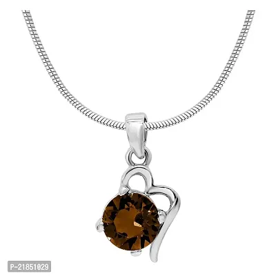 Mahi with Swarovski Elements Brown Victorian Heart Rhodium Plated Pendant Set for Women NL1104141RBro-thumb2