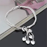 Mahi Heart Charm Silver Rhodium Plated Alloy Bracelet for Women-thumb4