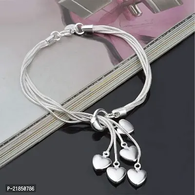 Mahi Heart Charm Silver Rhodium Plated Alloy Bracelet for Women-thumb5