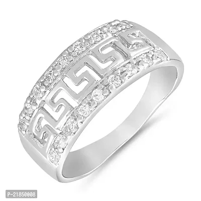 Mahi Rhodium Plated Pretty Paisley Finger Ring with CZ for Women FR1100652R