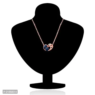 Mahi CZ Blue Heart Rose Gold Plated Pendant for Women PS1193670ZBlu-thumb2