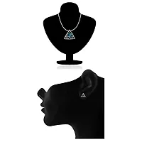 Mahi with Swarovski Elements Light Blue Triangle Beauty Rhodium Plated Pendant Set for Women NL1104143RLBlu-thumb3