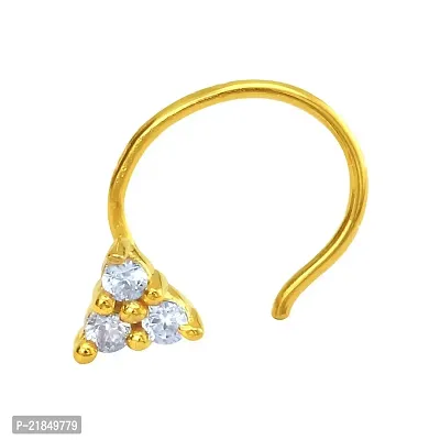 Mahi Gold Plated Auric Hastate Nosepin with CZ for Women NR1100148G