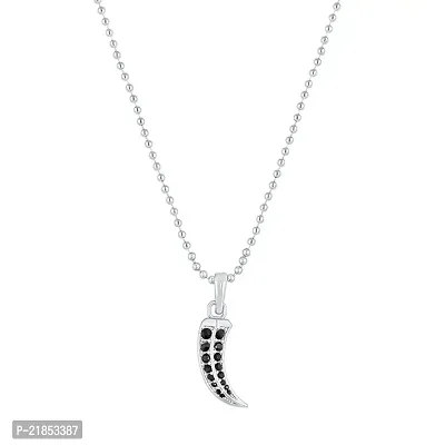 Mahi Rhodium Plated Claw Shaped Black Crystals Unisex Pendant with Chain (PS1101814RBla)
