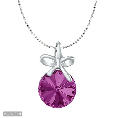 Mahi Fushia Purple Swarovski Crystals Bow Pendant for Women and Girls PS1194080RFus